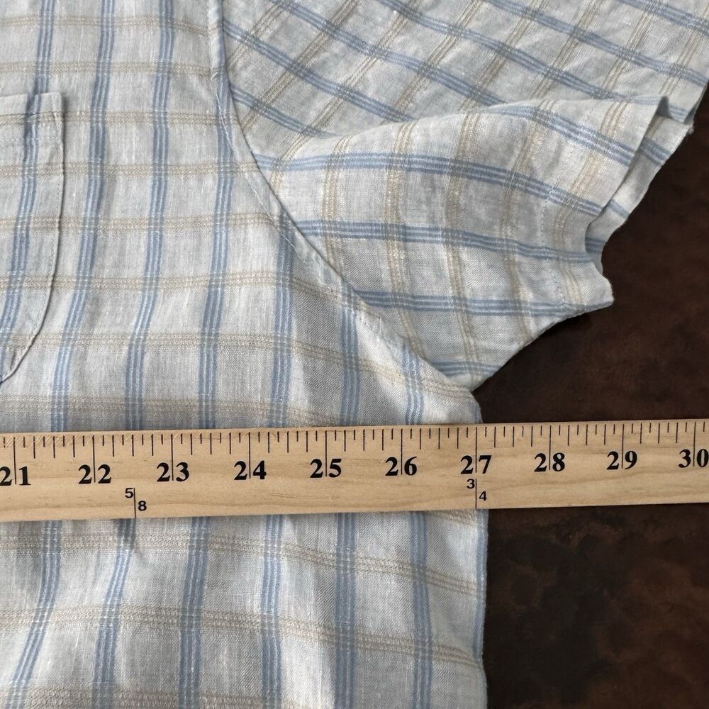Tommy Bahama Island Modern Fit Shirt Men XXL White Tan Blue Stripe Linen Cotton - Picture 10 of 11